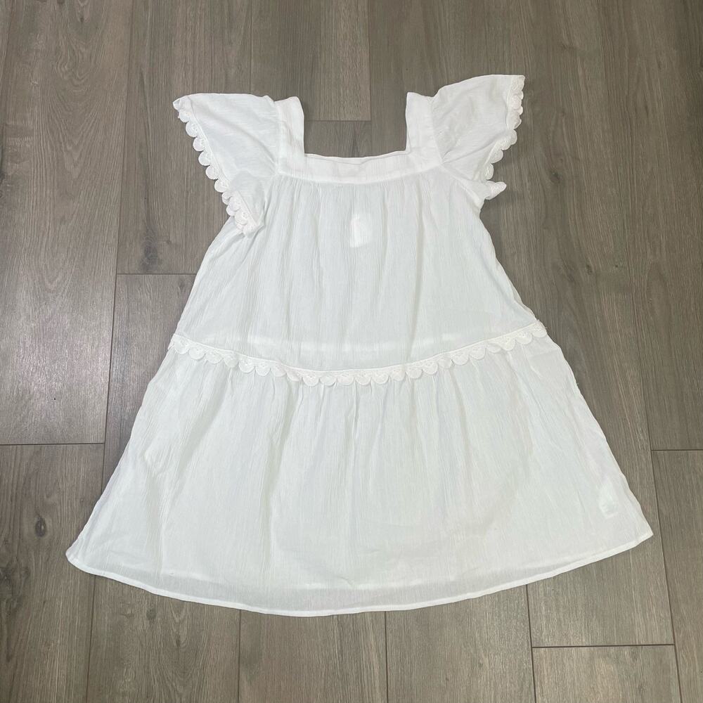 Crewcuts Dress Girls XL White Scallop Sleeve Ruffle Lined Coverup Coastal Casual